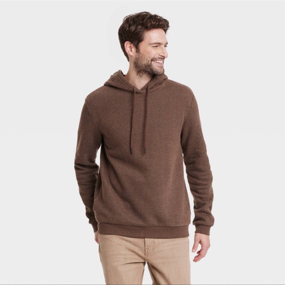 Men's Textured Fleece Hooded Sweatshirt